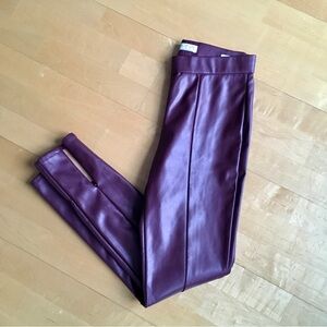 Sofia Vergara Rosa Jeggings, Zip Ankle,  Burgundy, Vegan Faux Leather, Size 2